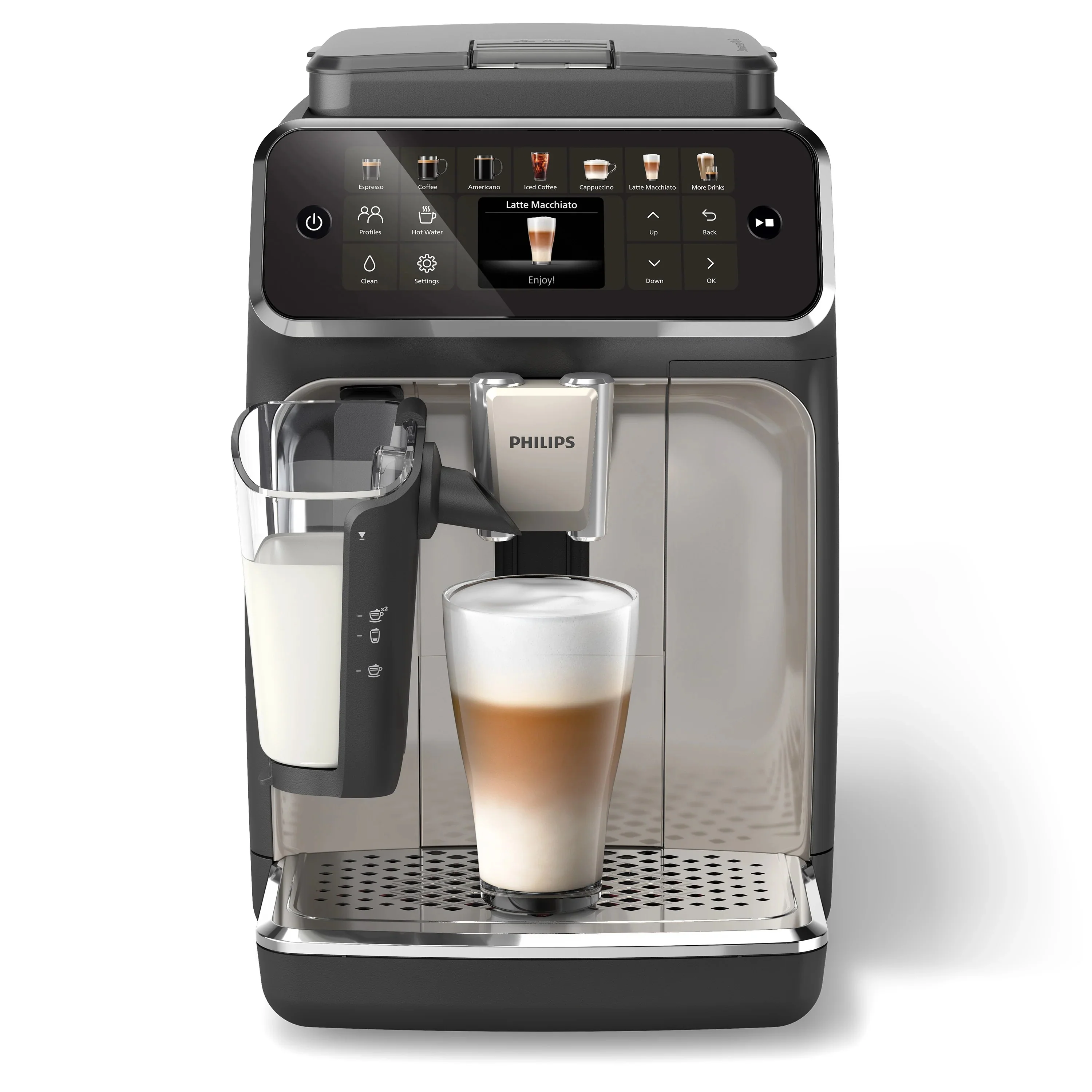 B-Class Refurbished - Philips 4400 LatteGo Automatic Espresso Machine, EP4447/90 - Black Chrome