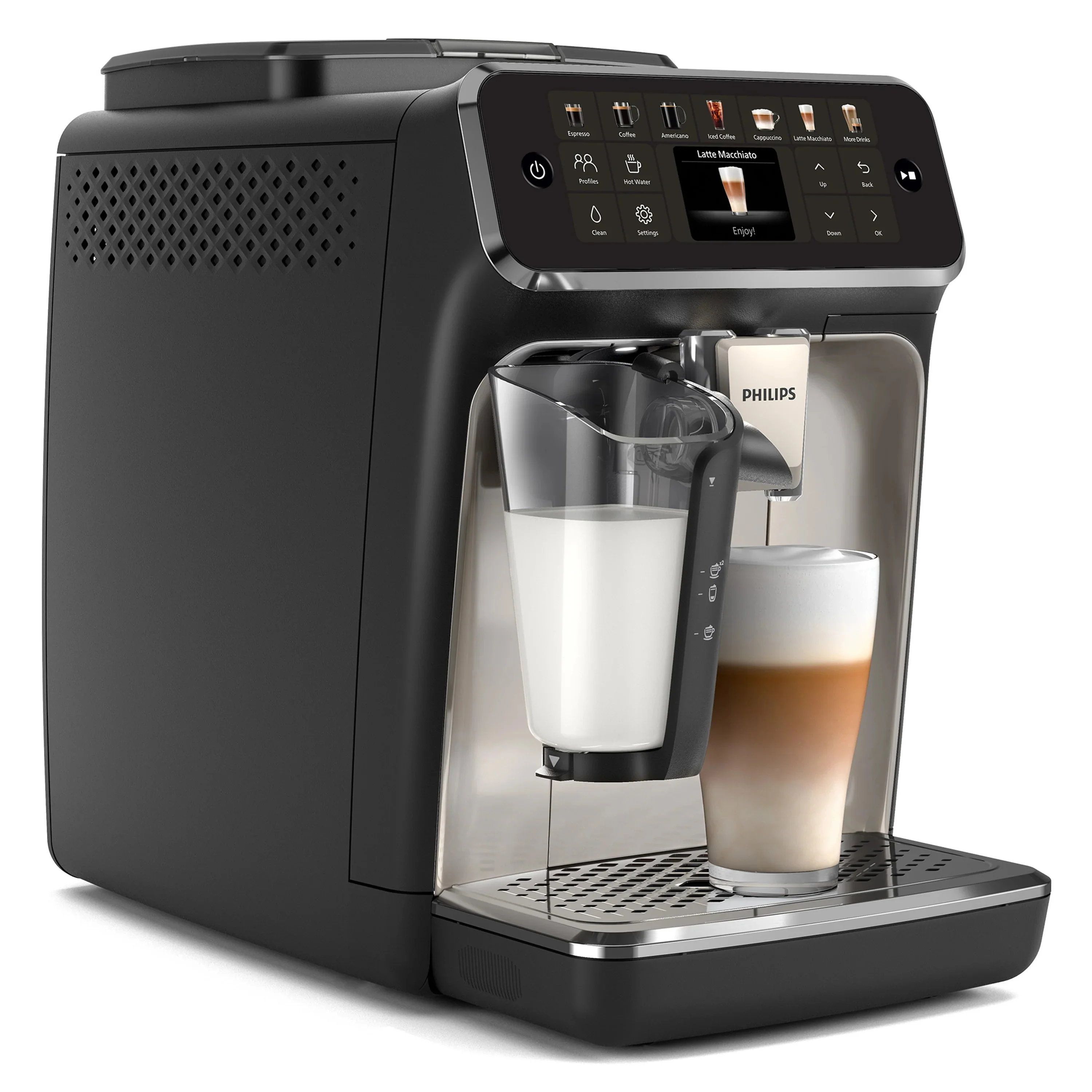 B-Class Refurbished - Philips 4400 LatteGo Automatic Espresso Machine, EP4447/90 - Black Chrome - Image 2