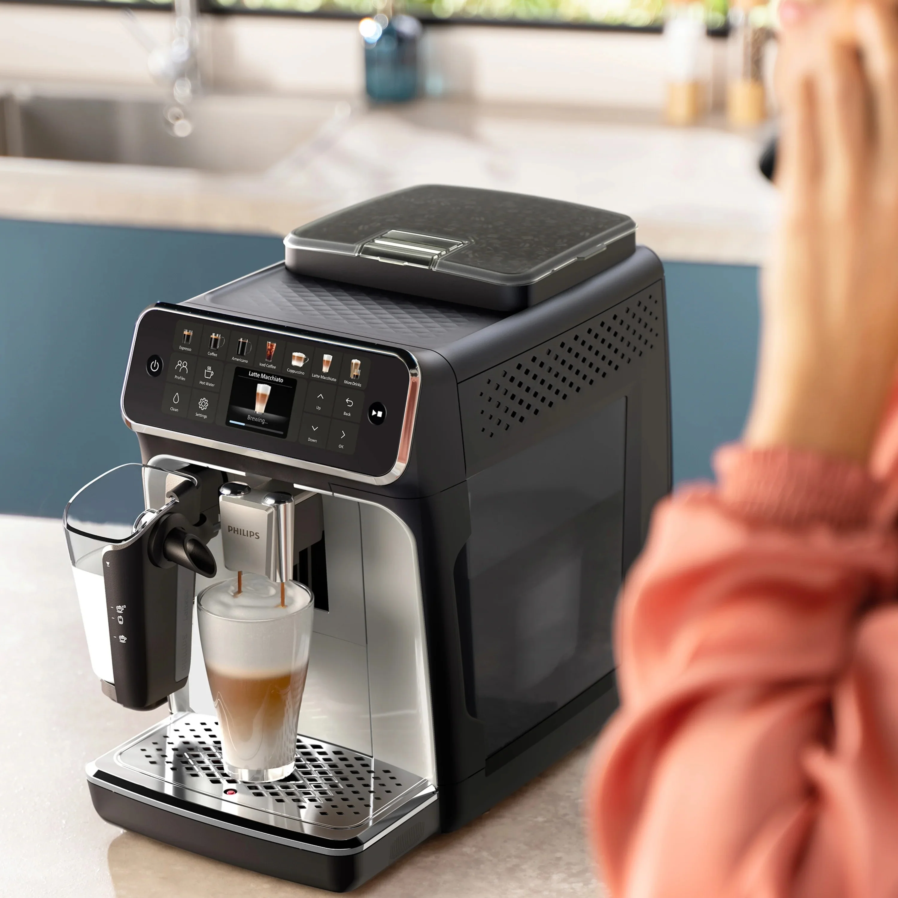 B-Class Refurbished - Philips 4400 LatteGo Automatic Espresso Machine, EP4447/90 - Black Chrome - Image 5